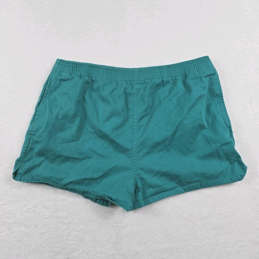 Y.C.C. Yellow Cab Vintage Teal Green Cotton Elastic Waist Shorts Large L